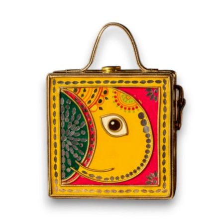 Mini Ganpati Lippan Art Handcrafted Square Sling Bag